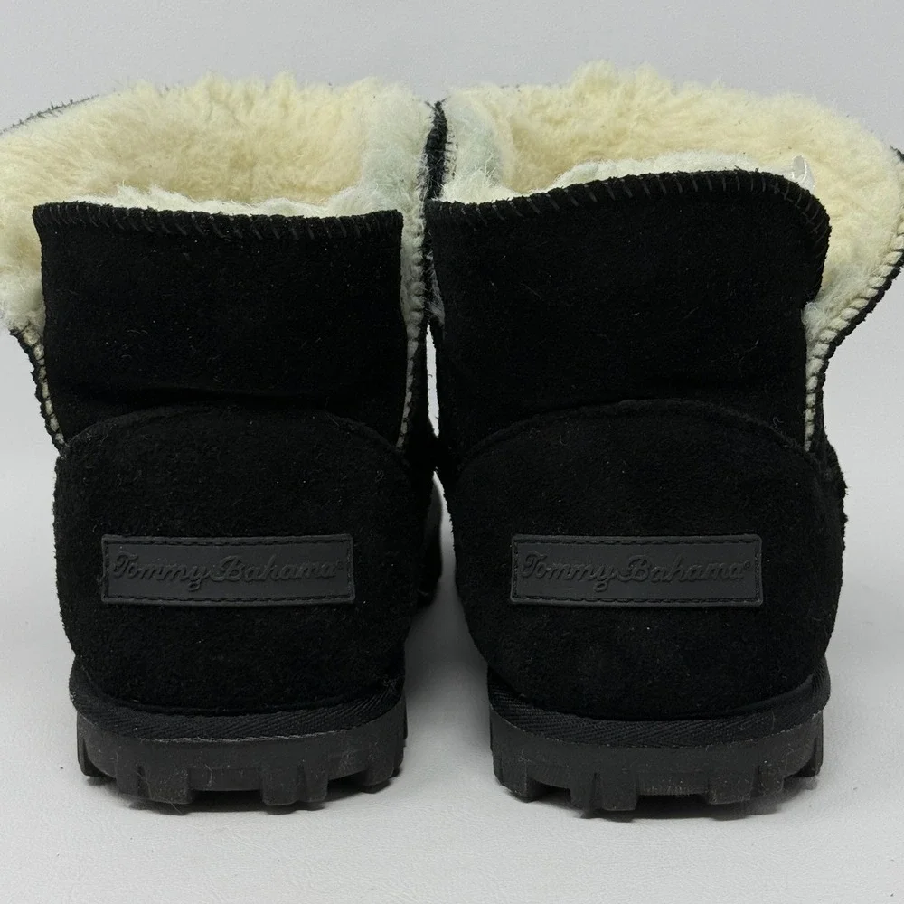 Tommy Bahama Afet Womens 9‎ Black Suede Ankle Boots Faux Shearling Indie Street